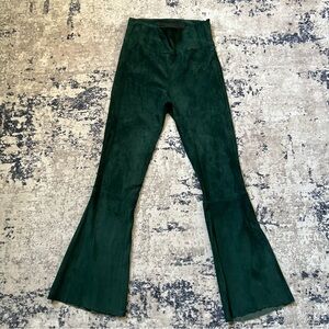 Drome Flared Suede Stretch Leather Trousers Pants Green/Pine Size M